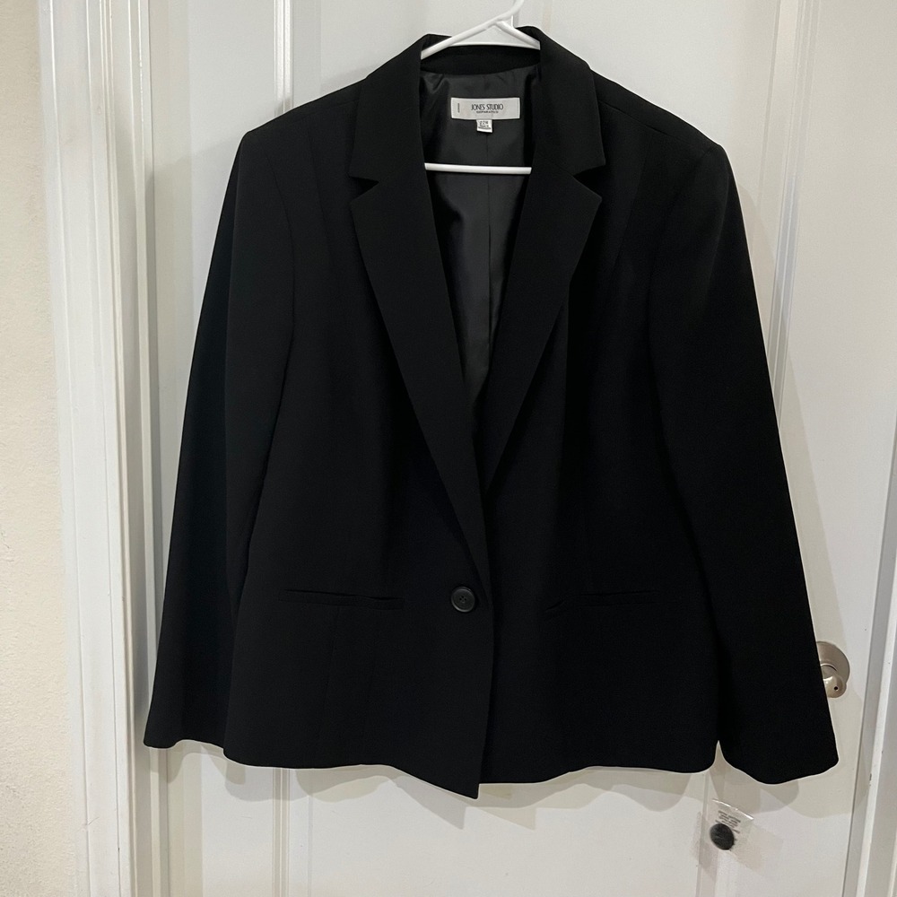 Jones Studio Separates Black Single Button Blazer Jacket Plus Size 22W